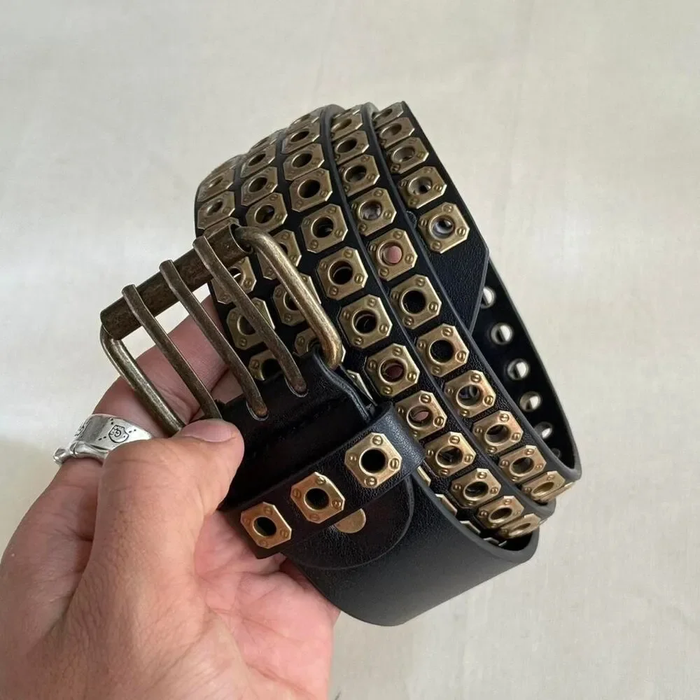 y2k 2000s studded black and bronze grunge emo belt